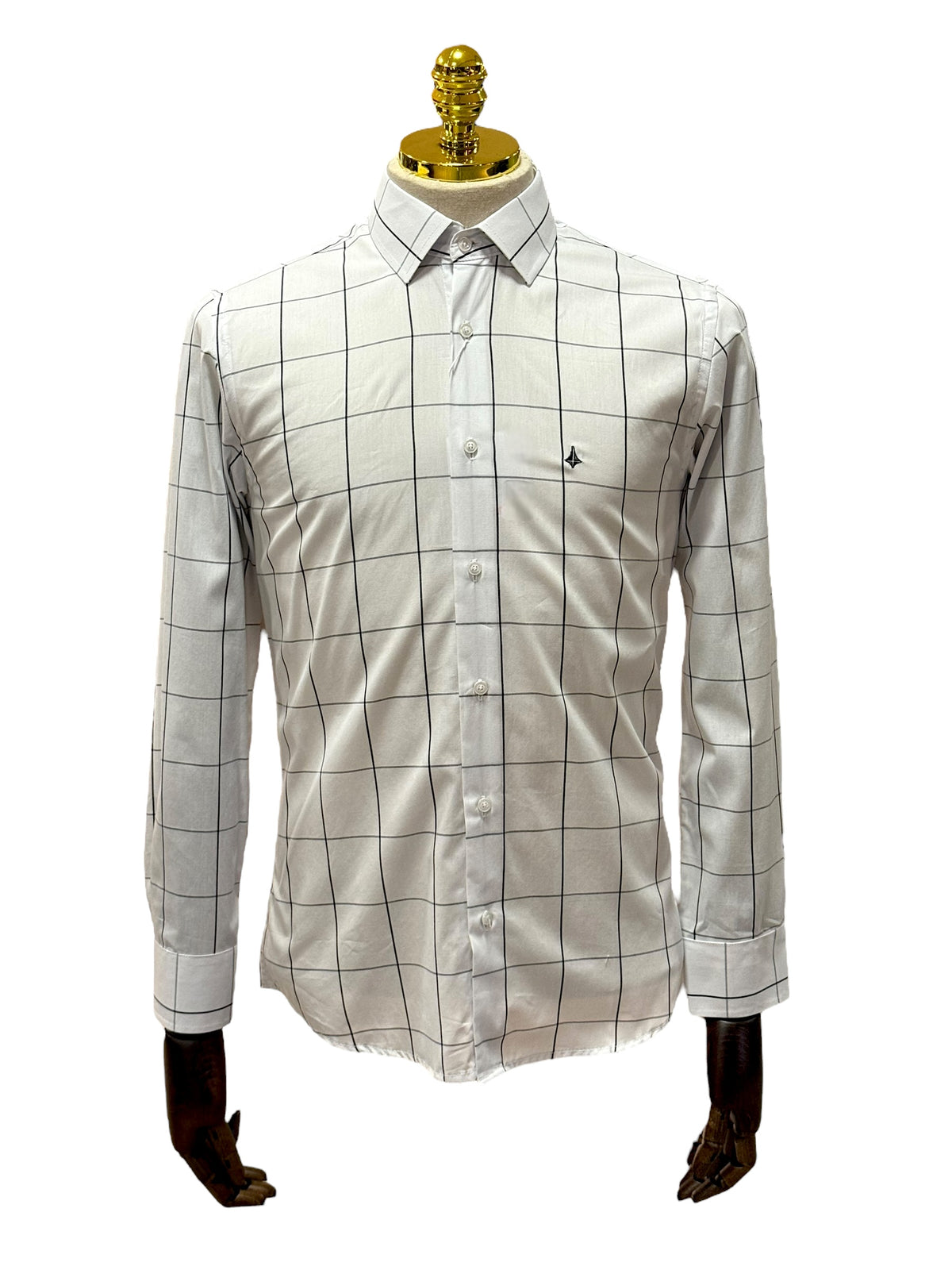 Camisa Social Slim Quadriculada Branca