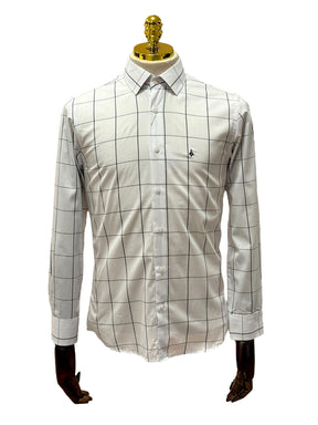 Camisa Social Slim Quadriculada Branca