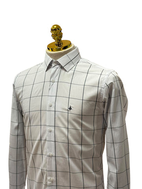 Camisa Social Slim Quadriculada Branca