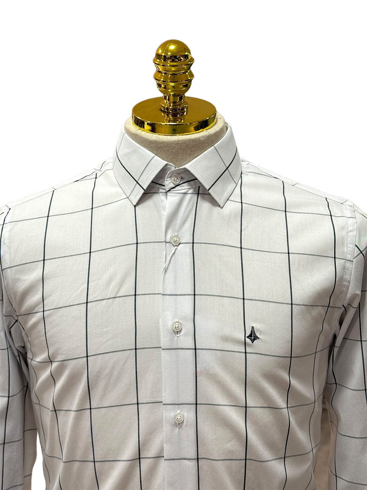 Camisa Social Slim Quadriculada Branca