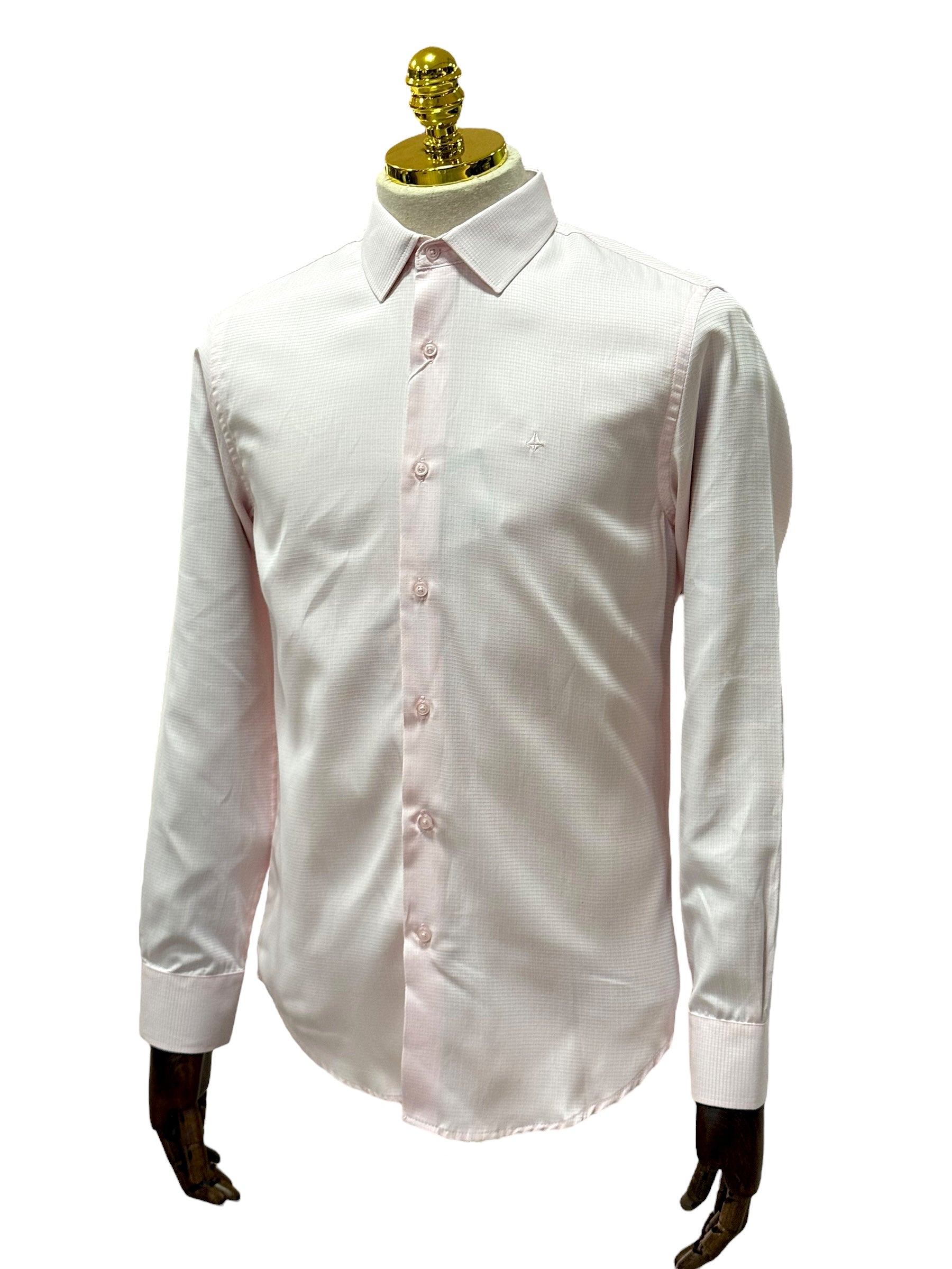 Camisa Social Slim Rosa Clara